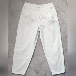 Anthropologie Pilcro Pleated High-Rise Balloon-Leg Pants, White, Size 31